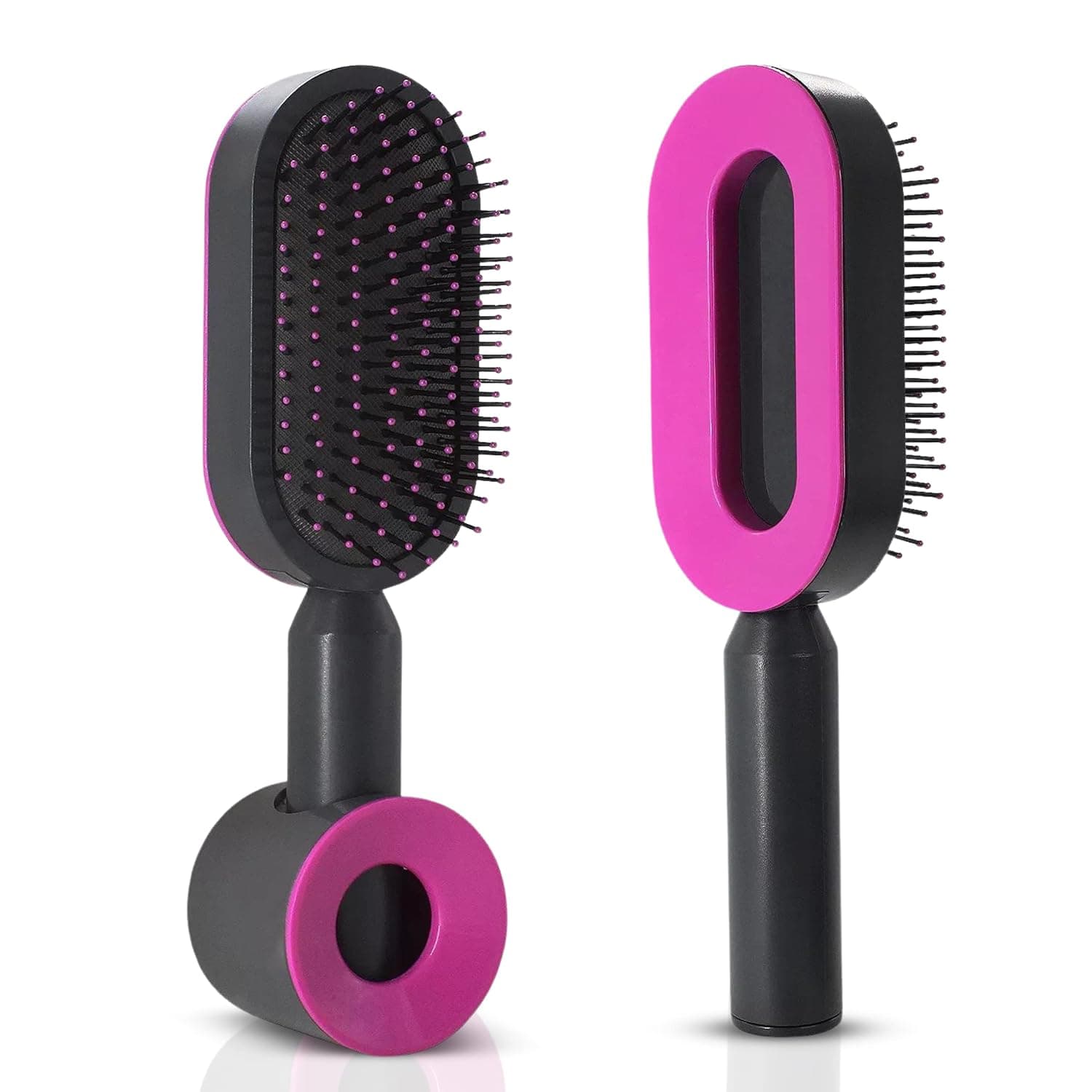 Self Cleaning Hair Brush - New 3D Air Cushion Massager Brushes Airbag Massage Comb Brush Detangler | ​Detangling Anti Static Hairbrush Cleaner for Men and Women (Pink and black)