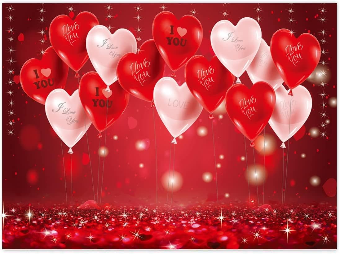 Dudaacvt 7x5ft Happy Mother's Day Photography Backdrops Red Love Heart Background Wedding Love Theme Photo Backdrop Backdrops D413