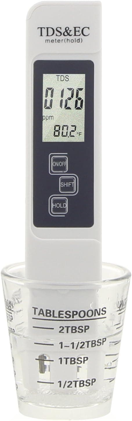 Water Quality Hardness Test Meter, Professional Digital TDS EC Temperature Meter 0~9990 ppm Measurement Range, +/- 2% Accuracy Water Quality Meter Home Drinking Water Pool Aquariums (White)