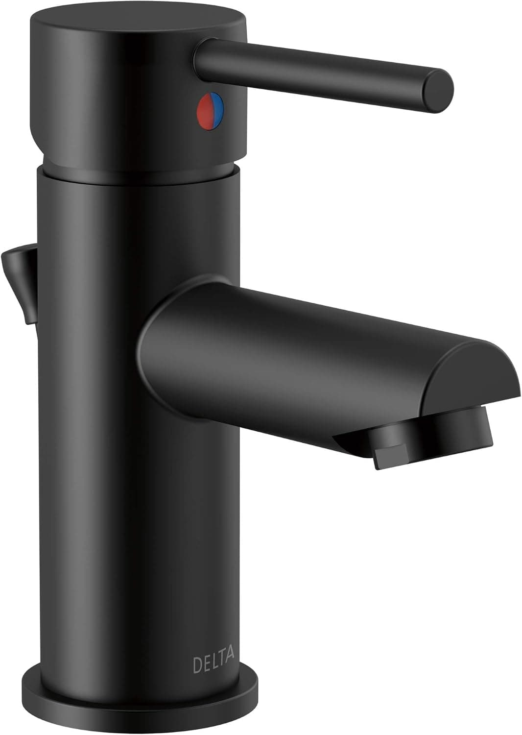 Delta Faucet Modern Matte Black Bathroom Faucet Single Hole, Matte Black Single Hole Bathroom Faucet, Bathroom Sink Faucet, Black Vanity Faucet, Drain Assembly, Matte Black 559LF-BLGPM-PP