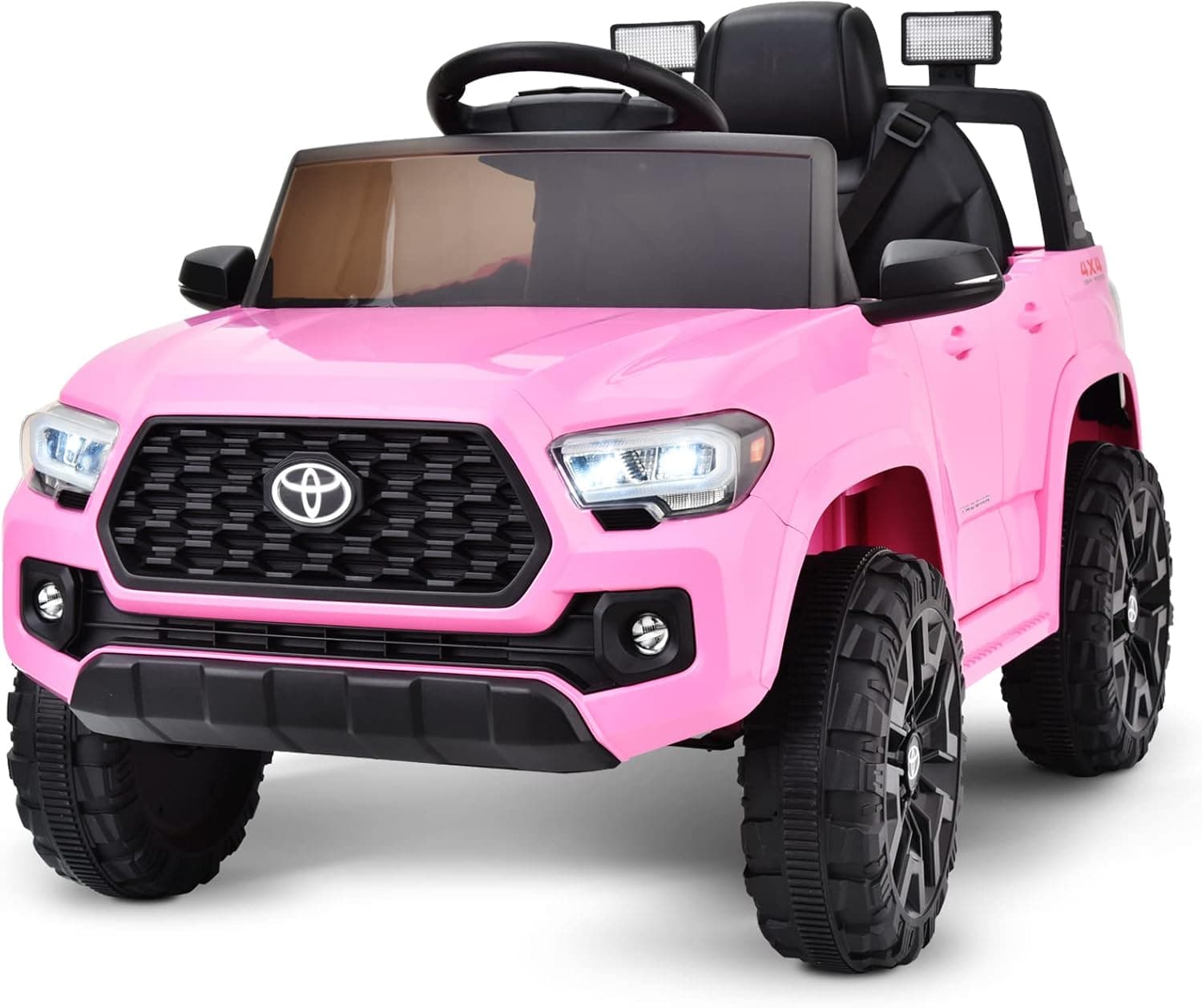 Blitzshark 12V Kids Ride on Car Licensed Toyota Tacoma Battery Powered Motorized Electric Vehicle, with Remote Control, Digital Display, Spring Suspension, Storage Space, Music &FM, Pink