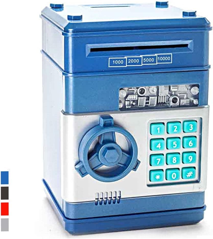 Vandesail New Style Money Saving Box Cash Coin Can Safe ATM Bank Novelty Tin Birthday Gift (BLUE)
