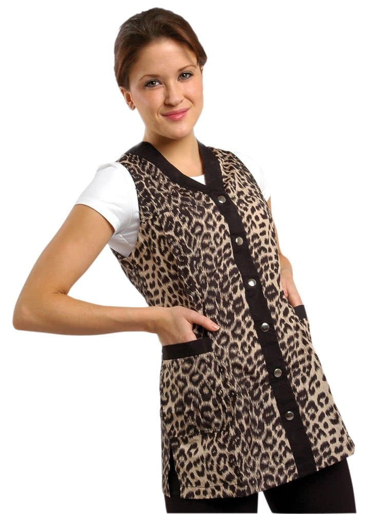 Sleeveless Leopard Salon Smock (S(6))