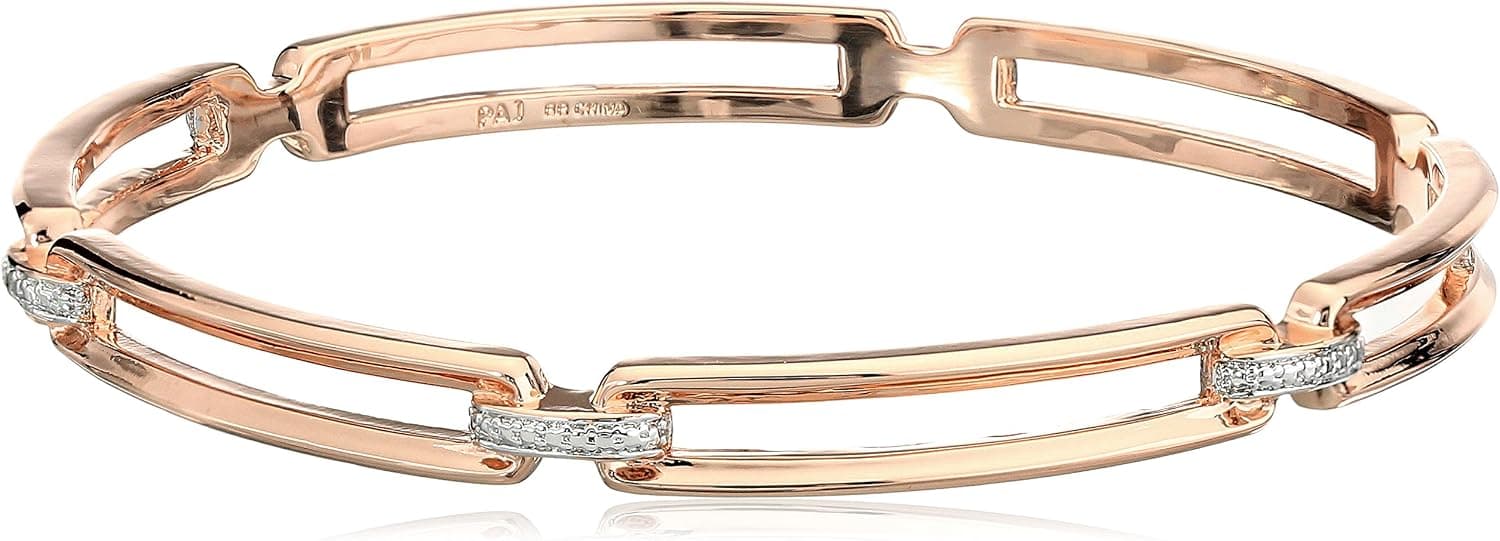 Amazon Collection Bronze Rectangular Link Bangle Bracelet, 8"