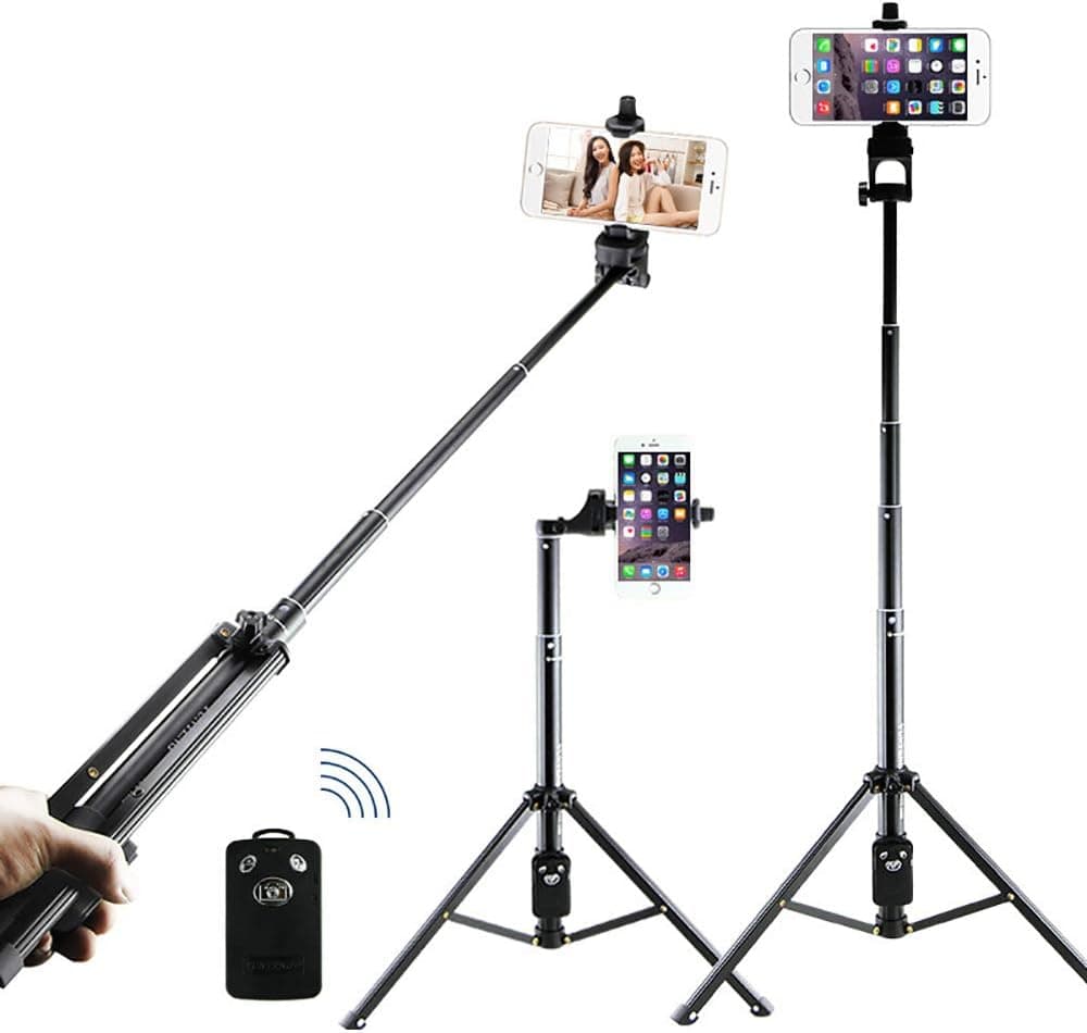 Selfie Stick Tripod, YUNTENG 54'' Extendable Selfie Stick with Phone Tripod Stand & Wireless Remote, Perfect for Live Stream/Vlog, Lightweight