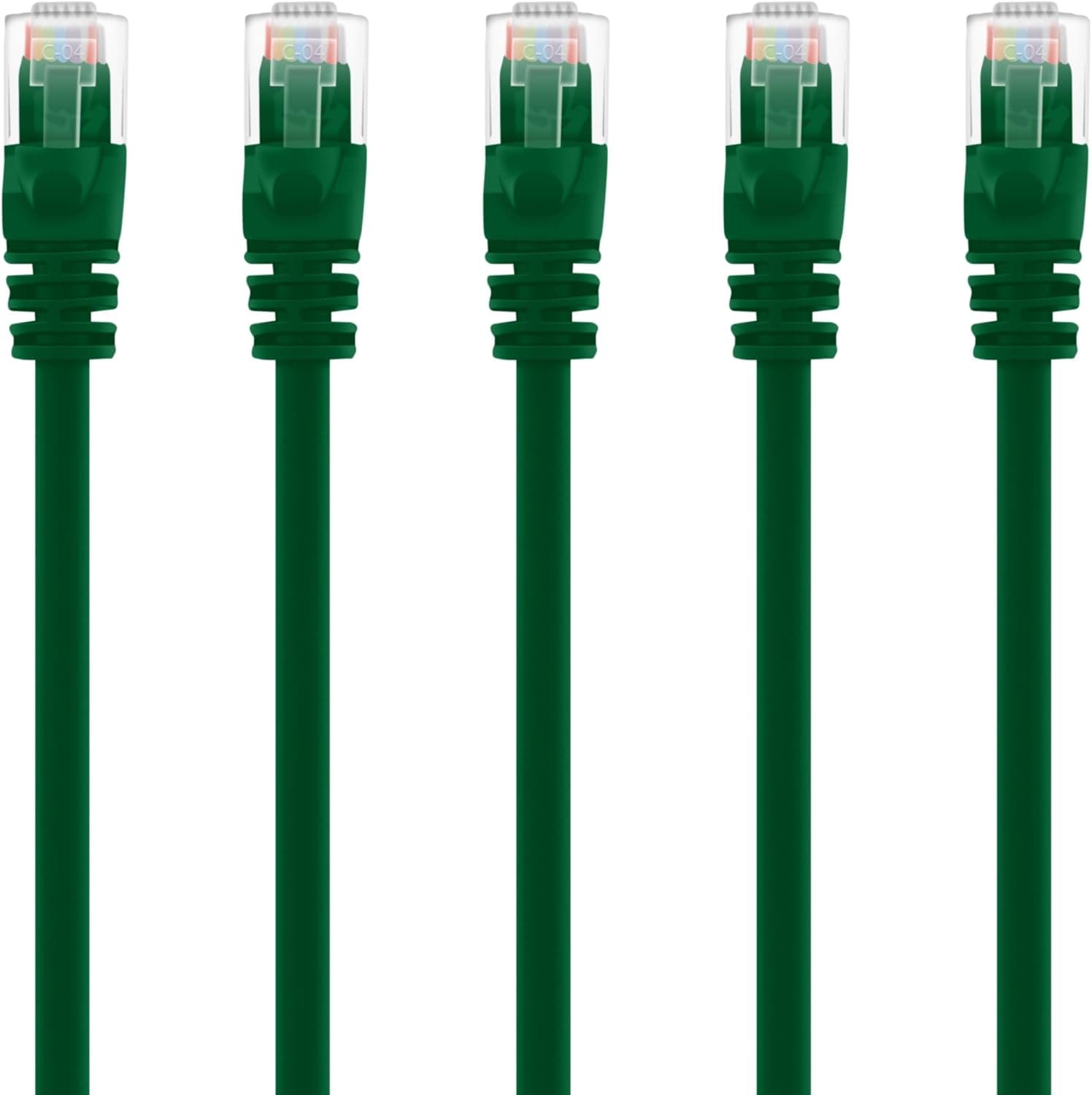 GearIT 5-Pack, Cat5e Ethernet Patch Cable 10 Feet - Snagless RJ45 Computer LAN Network Cord, Green - Compatible with 5 Port Switch POE 5port Gigabit
