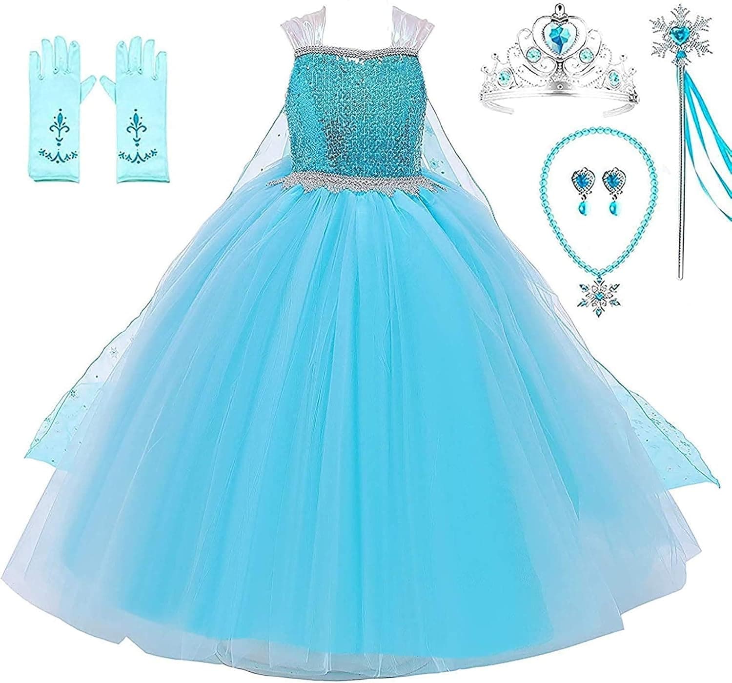 Romy's Collection Princess Blue Cinderella Costume Party Dress-up set (5-6, Blue 11)