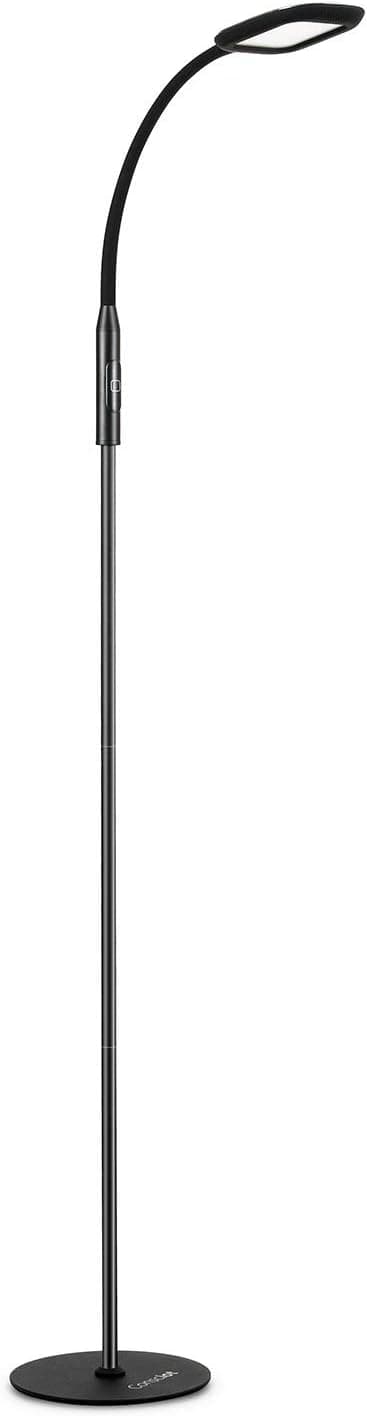 Consciot 12W LED Floor Lamp with 3 Color Temperature and Stepless Dimming, Touch Control, Dimmable Eye-Caring Standing Lights with 360°Adjustable Gooseneck for Living Room, Bedroom, Office