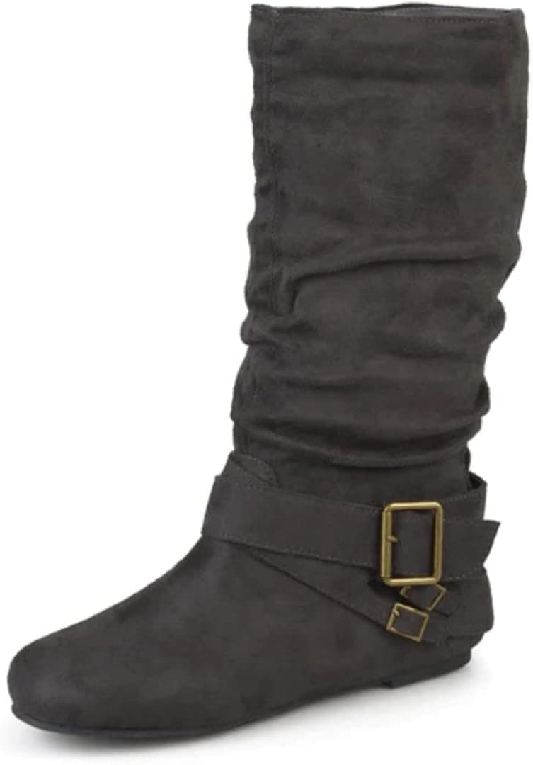 Journee Collection Womens Shelley Mid Calf Slouch Boots Regular and Wide Calf with Flat Sole