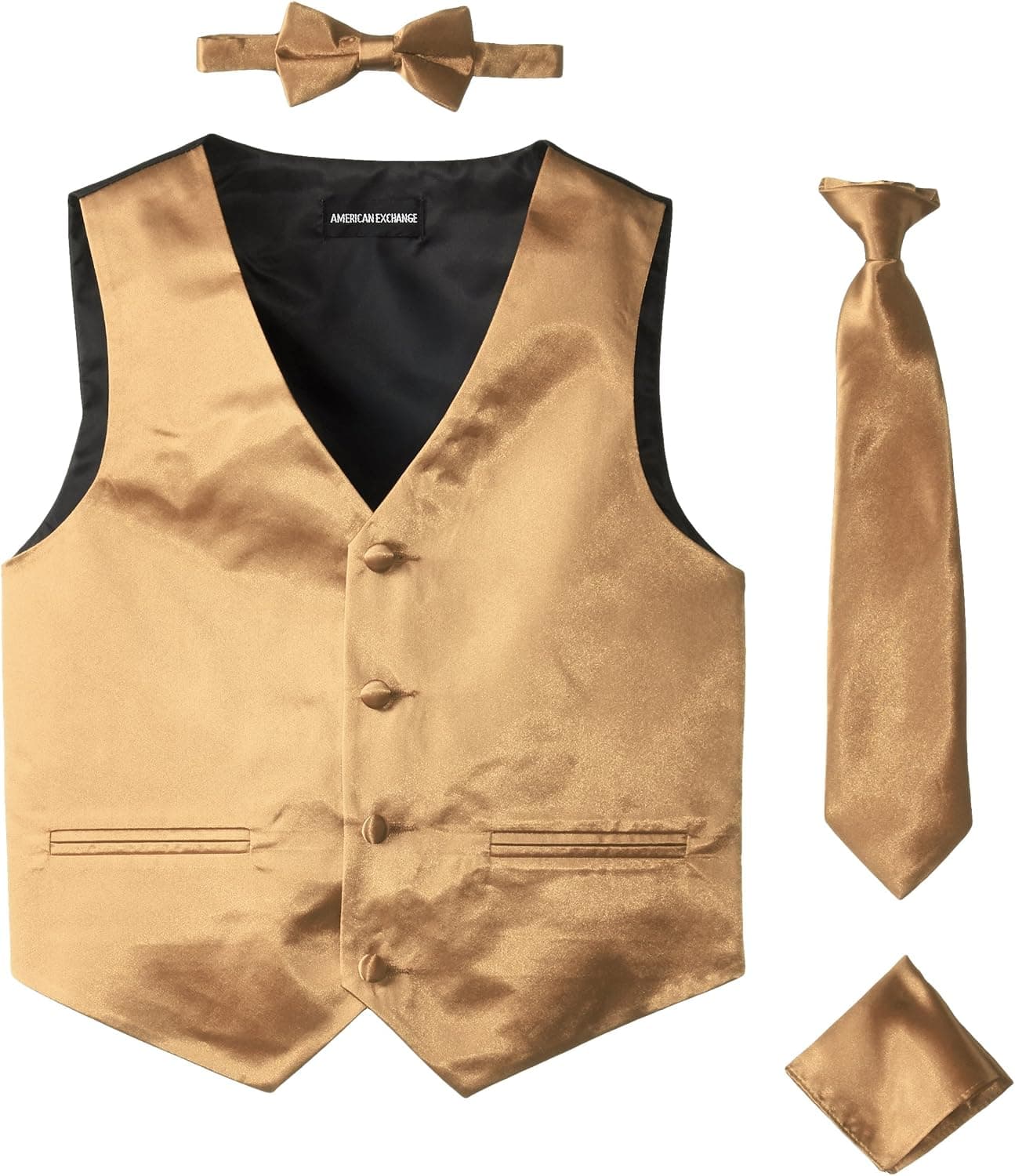 American Exchange Big Boys' Boys Satin 4 Piece Vest Set