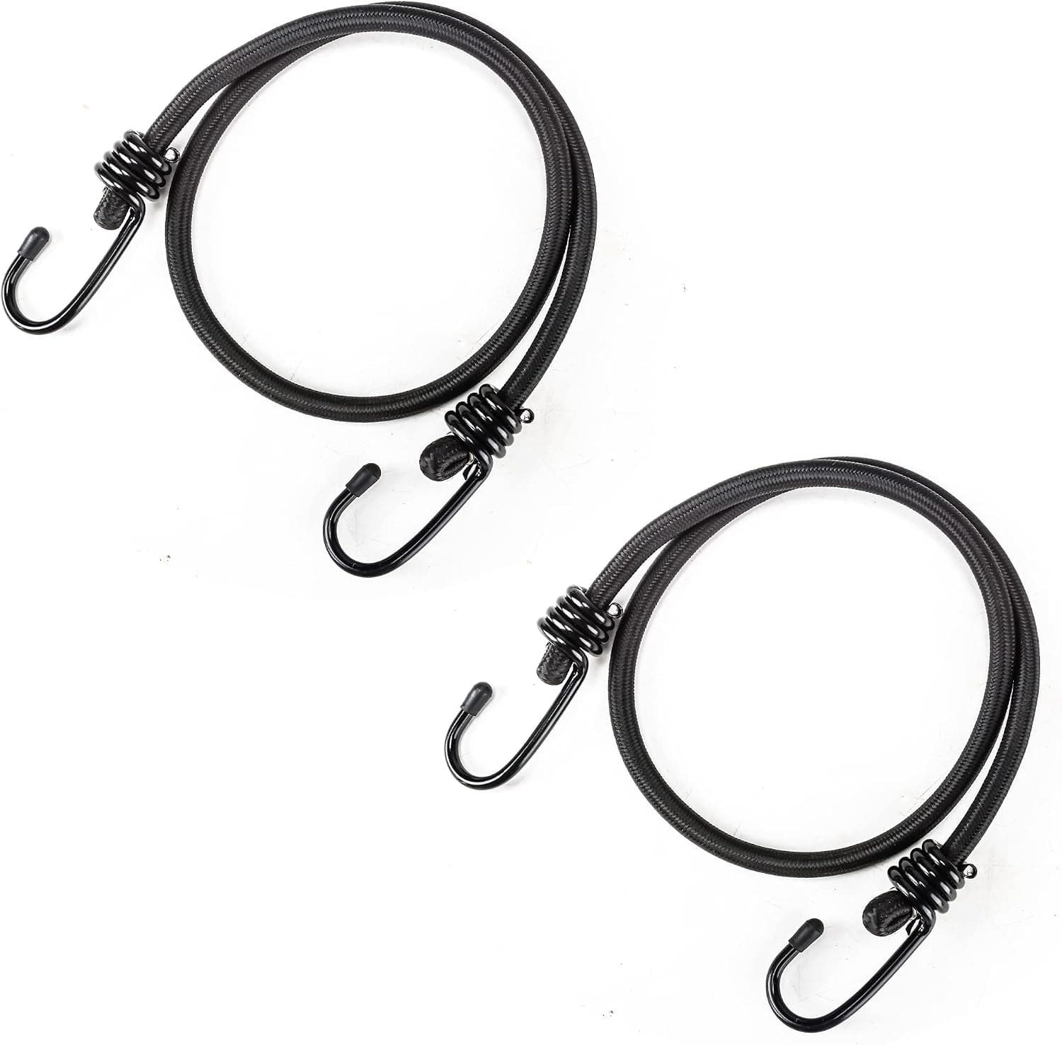 Lanlord Latex Black Heavy Duty Outdoor Bungee Cords with Hook 2Pcs20Inch