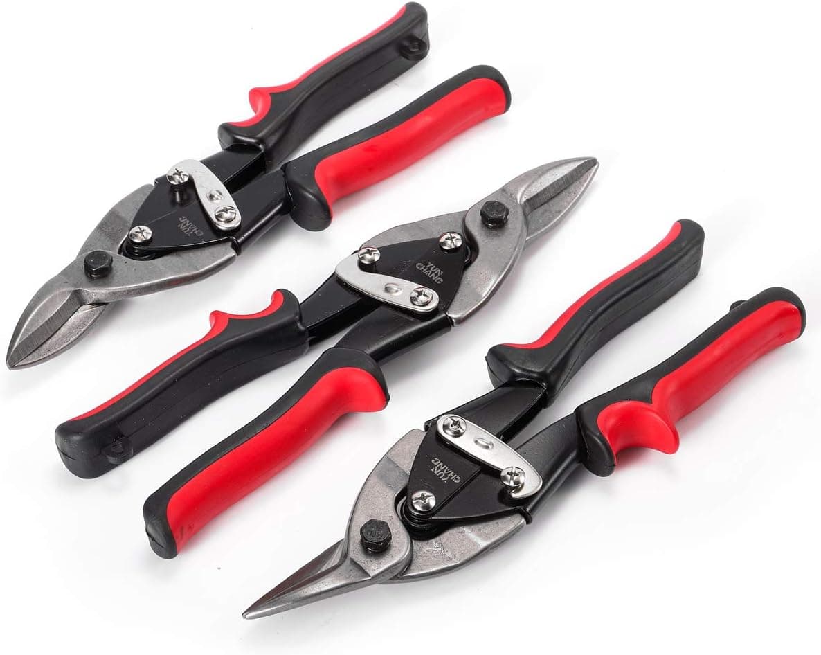 3PCS Aviation Tin Snips Set Metal Shears Aviation Snip Left, Right and Straight Chrome Vanadium Metal Cutting Tin Cutting…