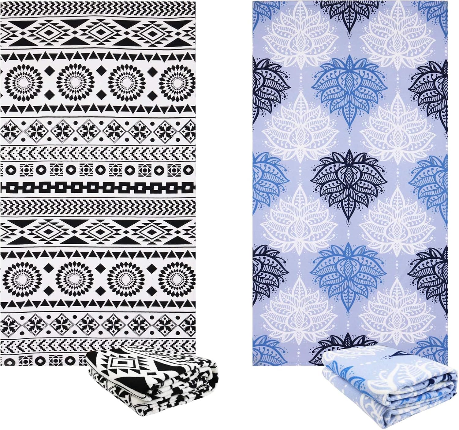 Microfiber Soft Beach Towel Oversized-Large Absorbent Quick Dry Sand Free Thick Cotton Mandala White Terry Pool Towels Sandproof for Men Women Travel Bath Egypt Style