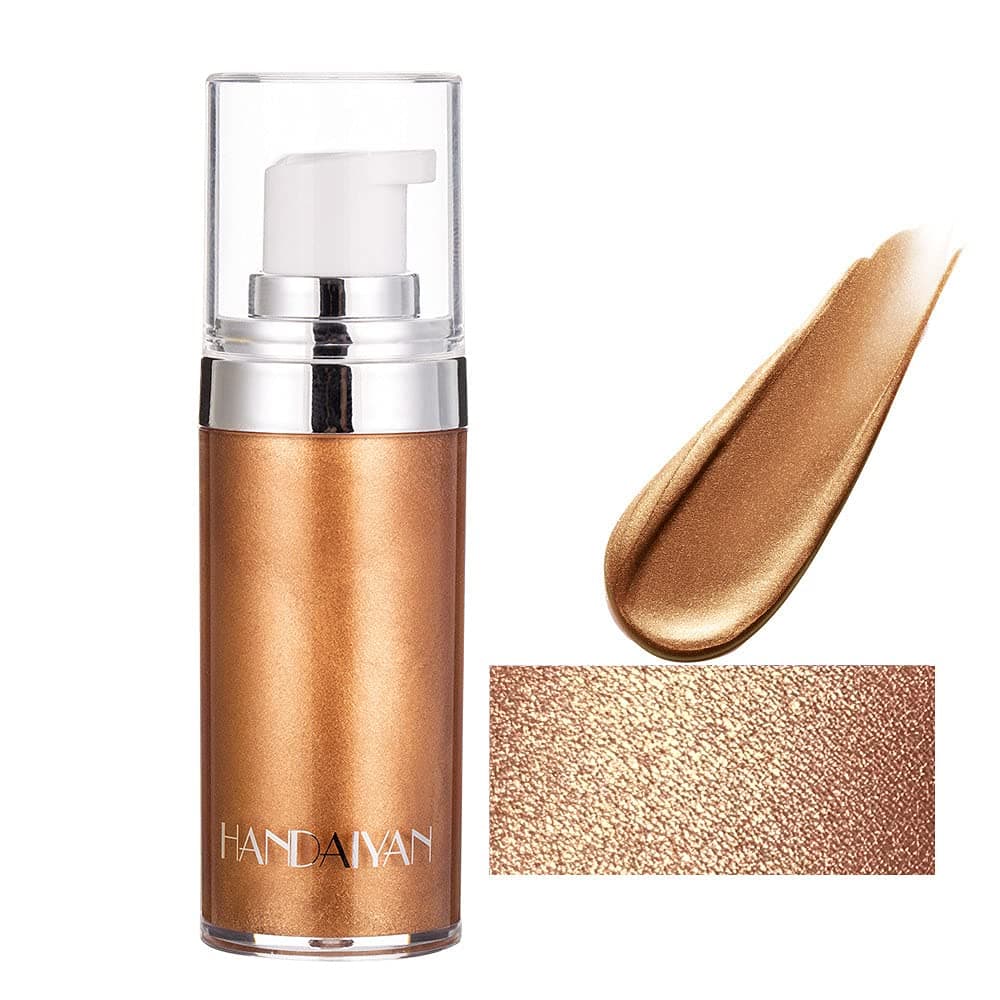 Yeweian Face Body Luminizer, Liquid Highlighter Makeup, Face Body Shimmer Glow Illuminator, Bronzer Smooth Shine Shimmer Body Oil, Glitter Body Spray, Waterproof Moisturizing Body Highlighter (03#Bronze Gold)