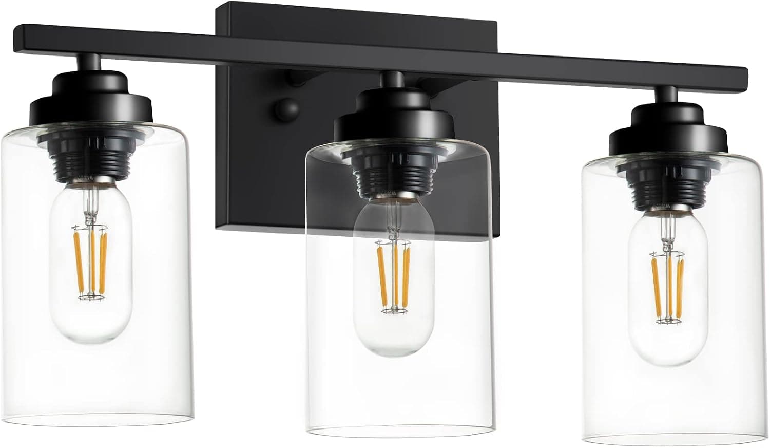 Bathroon Vanity Light Fixture, Modern Wall Mounted Vanity Lights with Clear Glass Shade for Mirror, Living Room, Bedroom, Hallway (3 Light)