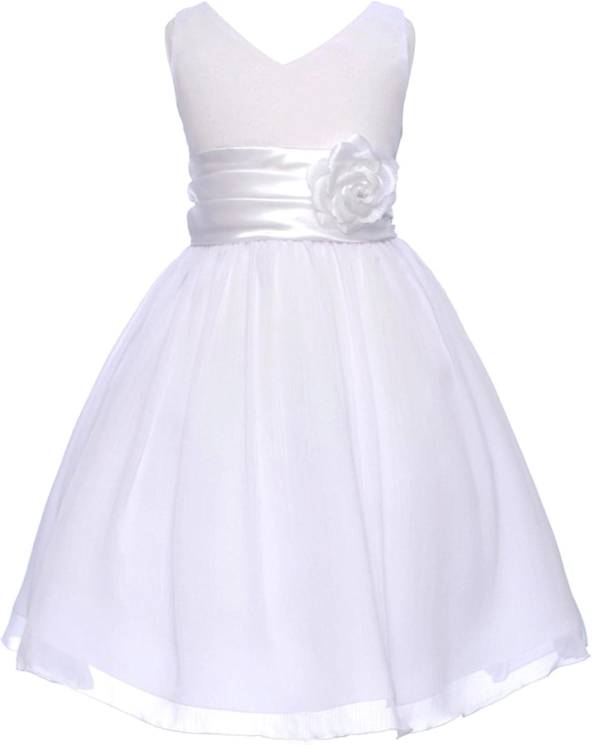 V-Neckline Chiffon Flower Girl Dress