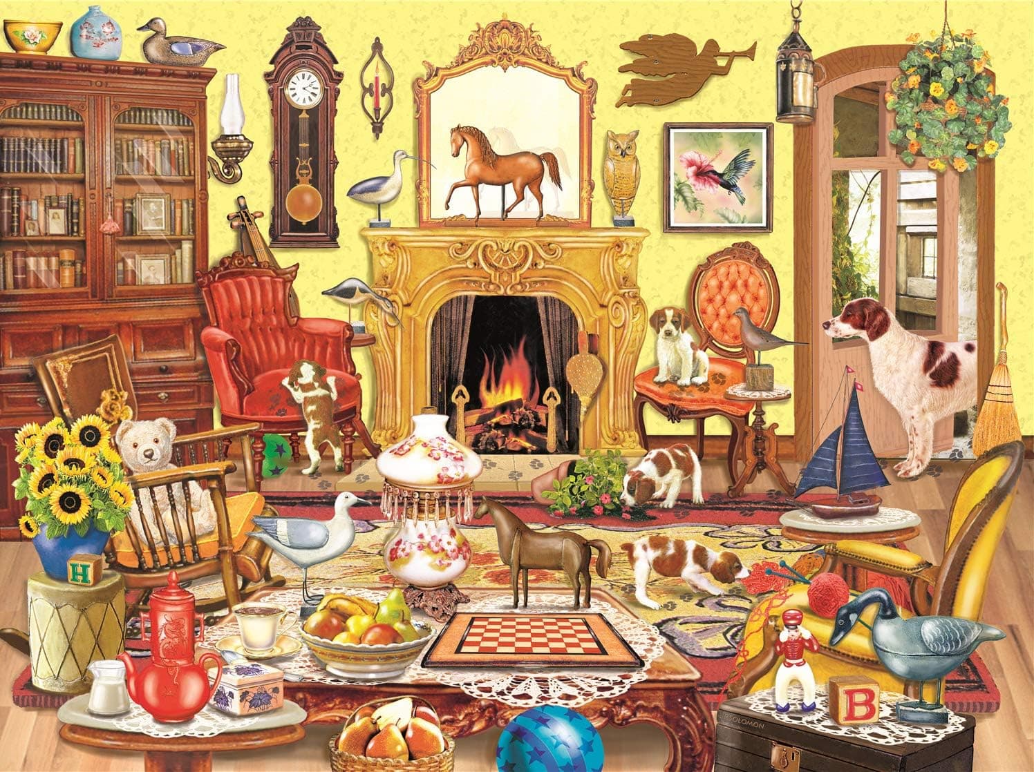 FasHuby 1000 Pieces Jigsaw Puzzles for Adults, Games Gift for Family Friends Kids Parents, Ideal for Relaxation 27.2" x 20.1" - Naughty Puppy