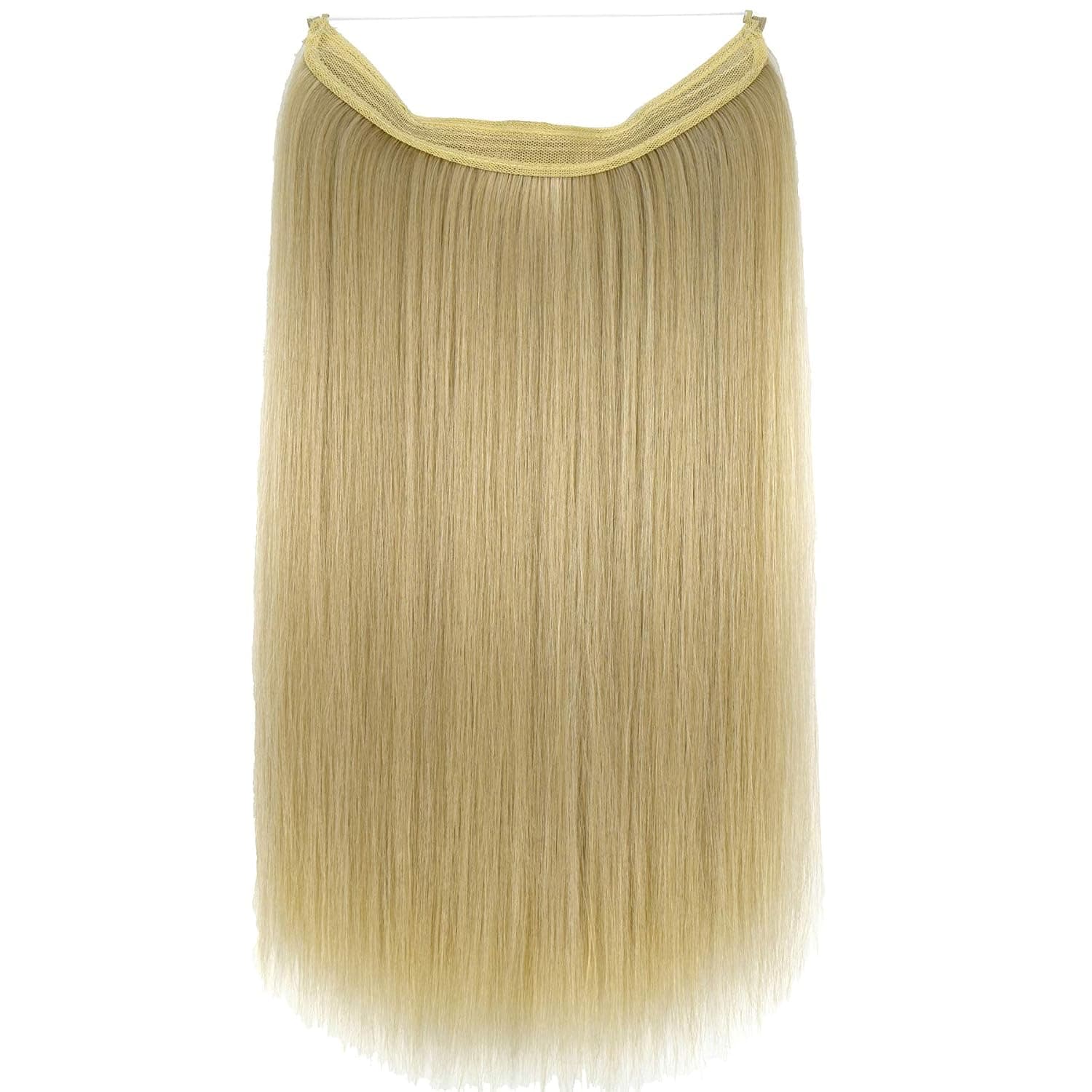 TOPREETY Hair Extensions Invisible Elastic Wire Hidden Hairpieces No Clip No Glue No Tape Heat Resistant Synthetic Fiber S90-15A/613