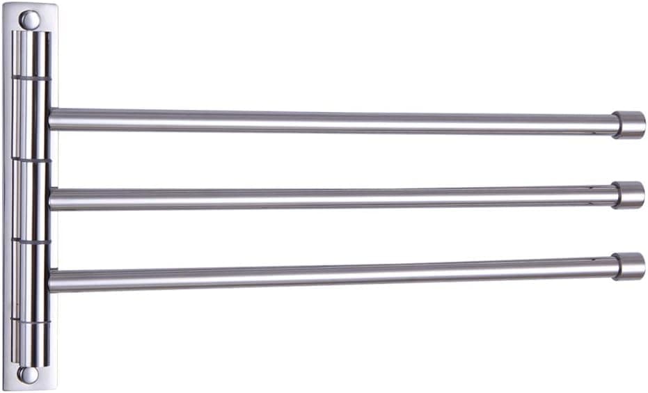 GERZWY SUS 304 Stainless Steel Bathroom Hand Towel Rack 3-Bar Folding Arm Swivel Hanger Bath Towel Holder Swing Out Towel Bar Wall Mount Polished Finish