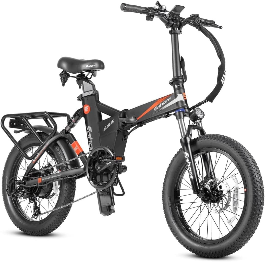 eAhora Azarias 32MPH 750W Adult Electric Bicycles 48V 18AH Electric Bike Dual Suspension Fat Tire Folding Electric Bike, Mechanical Brakes, Shimano 7-Speed Gear, Cruise Control