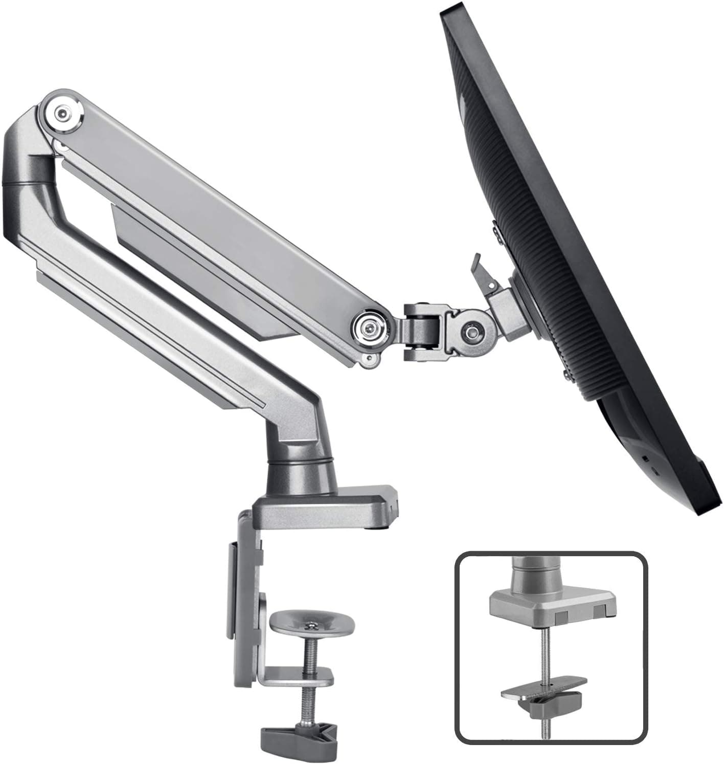 IMtKotW Single Arm Monitor Desk Mount Stand, Height Adjustable Full Motion Monitor Arm with Mechanical Spring Fits 17"-35" LCD LED Computer Screen up to 33 lbs