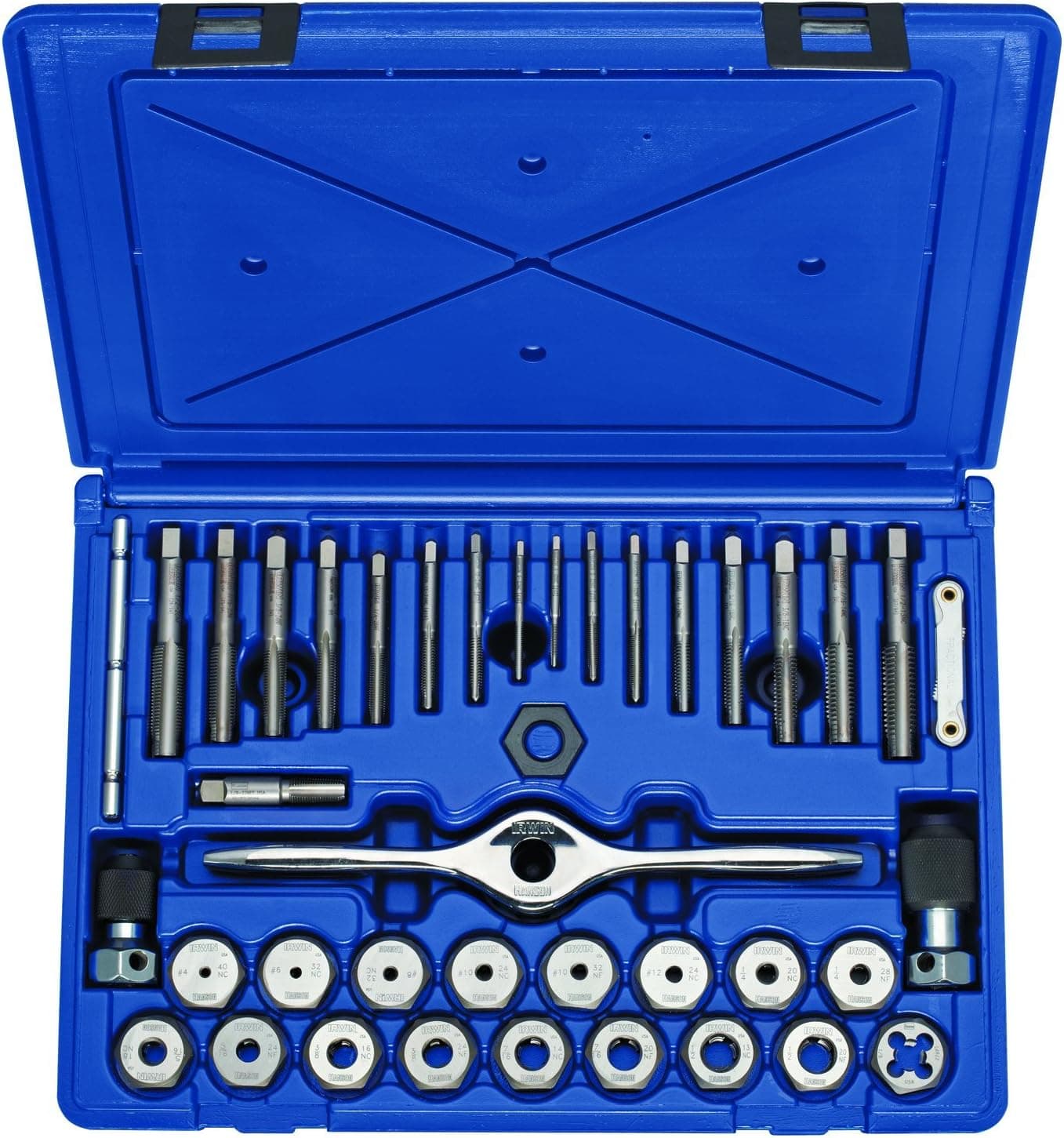 Irwin Tools 1841346 Performance Threading System Self-Aligning Tap and Die Set -Machine Screw/Fractional, 40-Piece