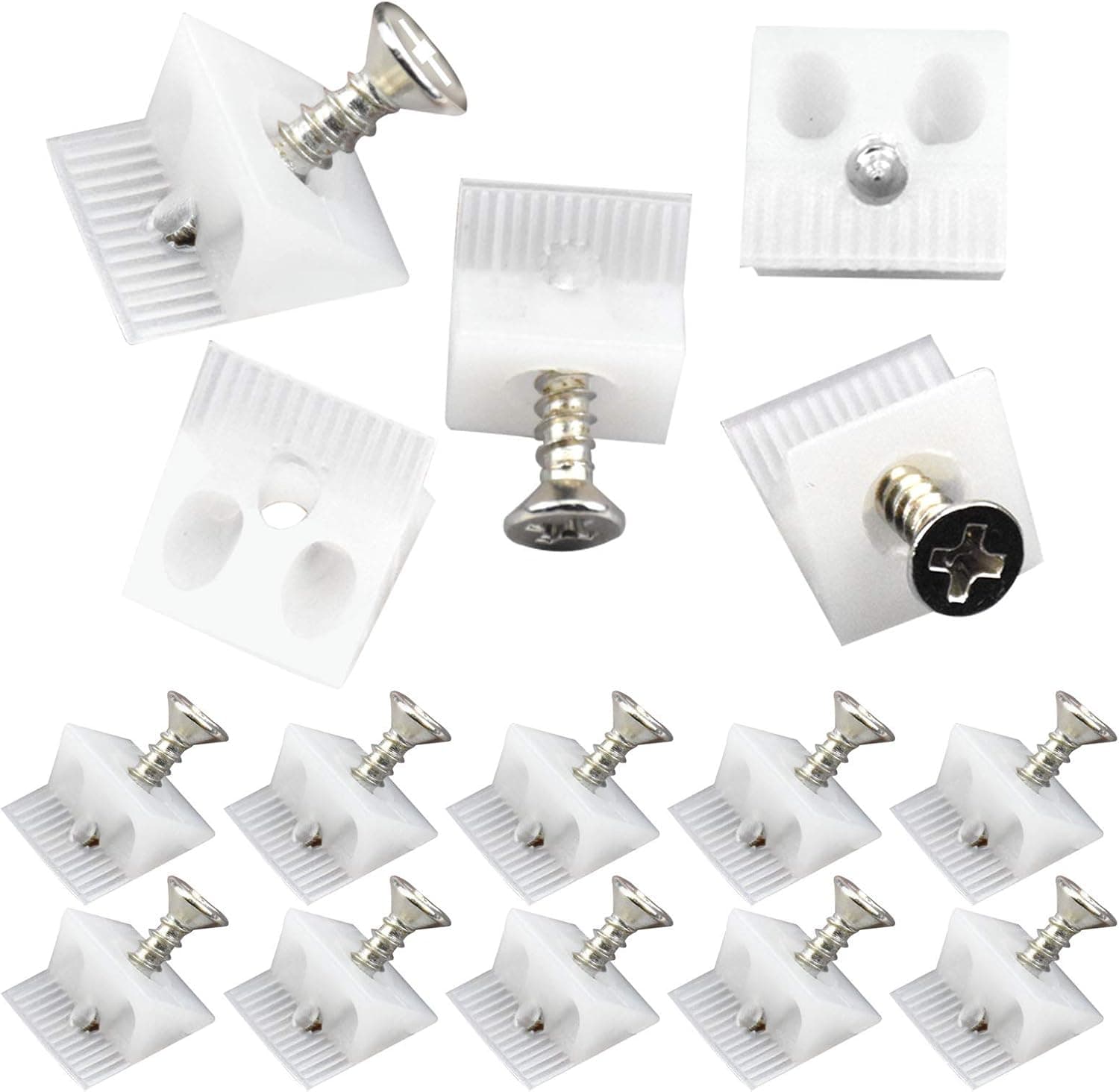 100pcs Drawer Supports for Sagging Drawers, Drawer Repair Kit, Furniture Chest Drawer Bottom Repair Fixing Mend, White Plastic Angle Code Mending Wedges Bracket with Screws