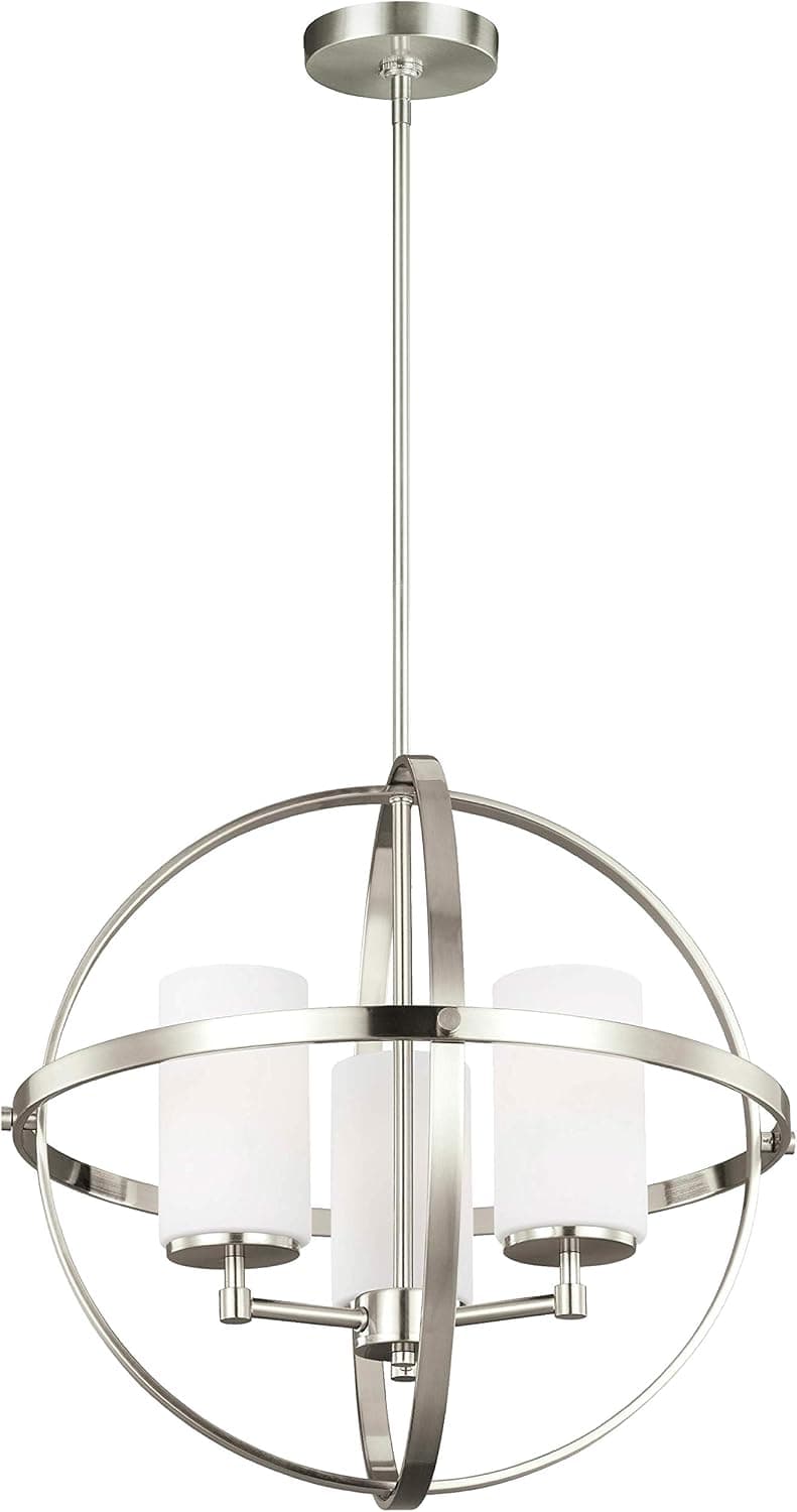 Sea Gull Lighting 3124603-962 Alturas Three-Light Chandelier Hanging Modern Fixture, Brushed Nickel Finish