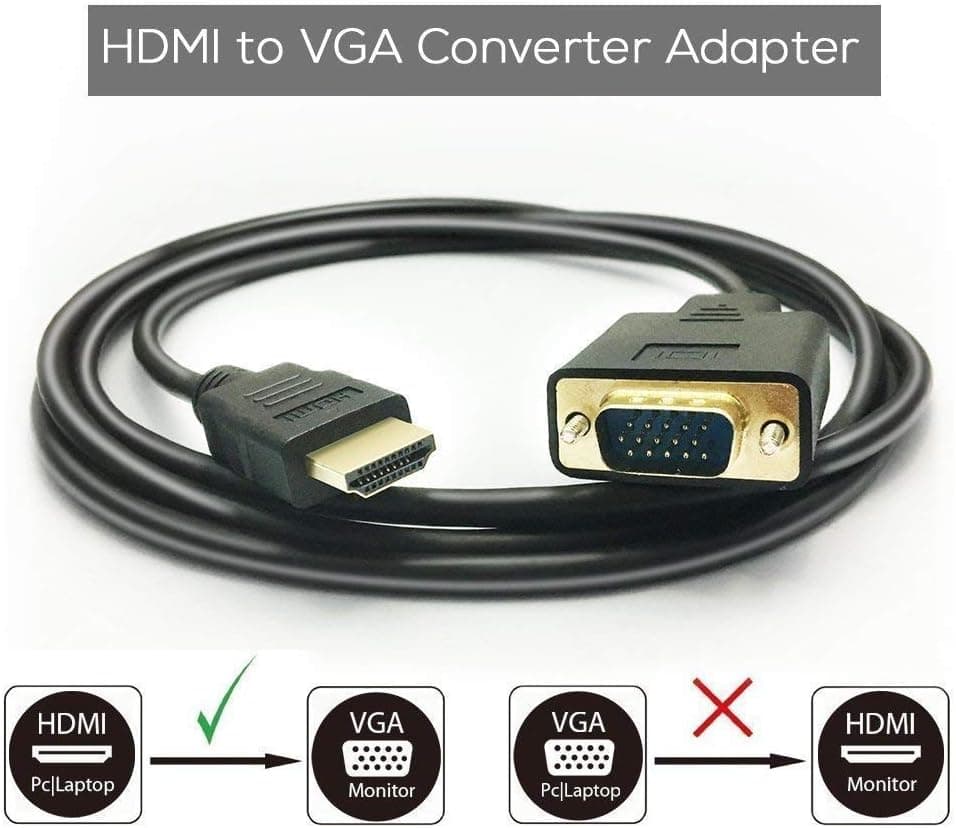 Baihuigou HDMI to VGA, PeoTRIOL Active HDMI Male to VGA Male M/M Video Audio Converter Cable Adapter Cord Support Full 1080P from HDMI port PC Laptop HDTV to D-SUB HD 15 Pin VGA Monitors Projector-6ft