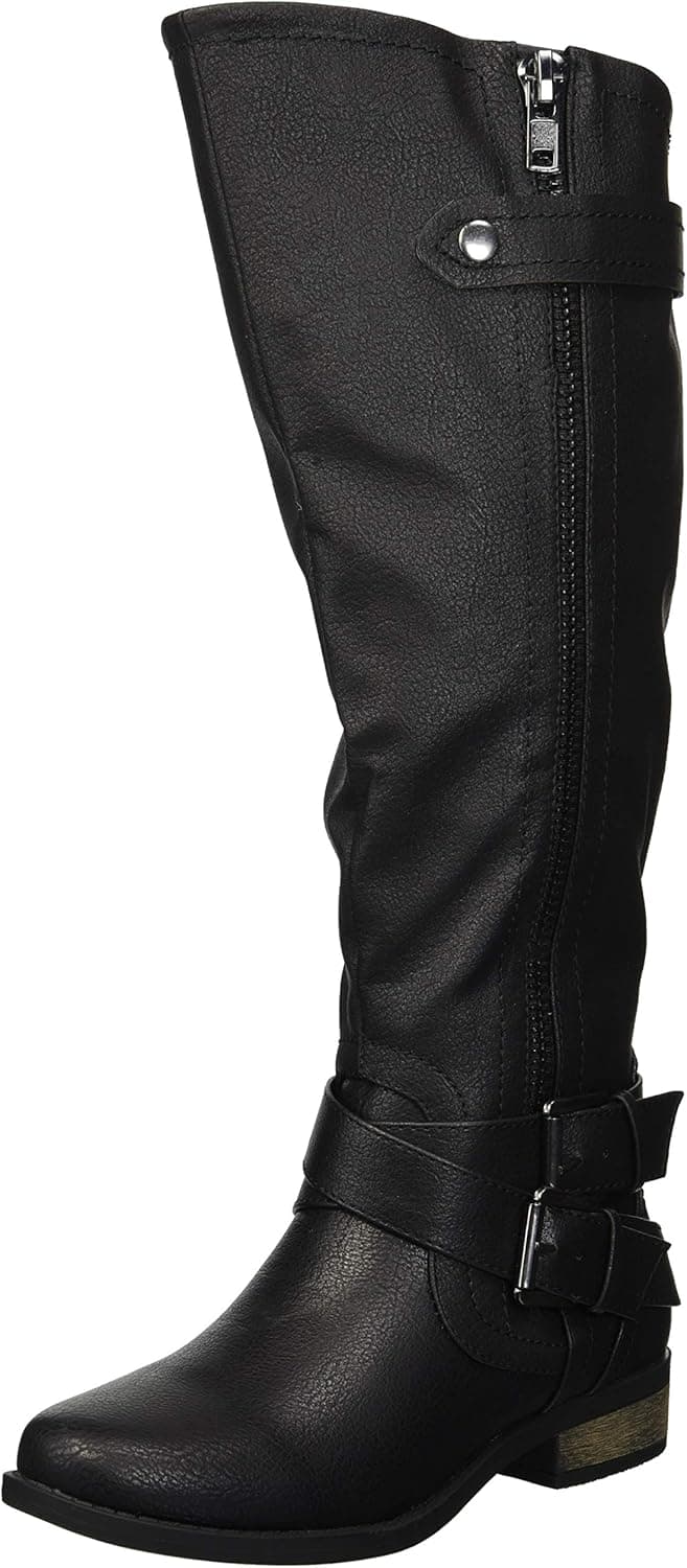 Rampage Women's Hansel Zipper and Buckle Knee-High Riding Boot,Brown Sm Brown