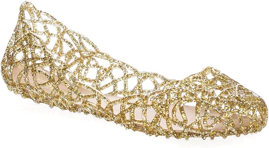 Layered Lines Jelly Ballet Flats,Rose Gold,9 B(M) US