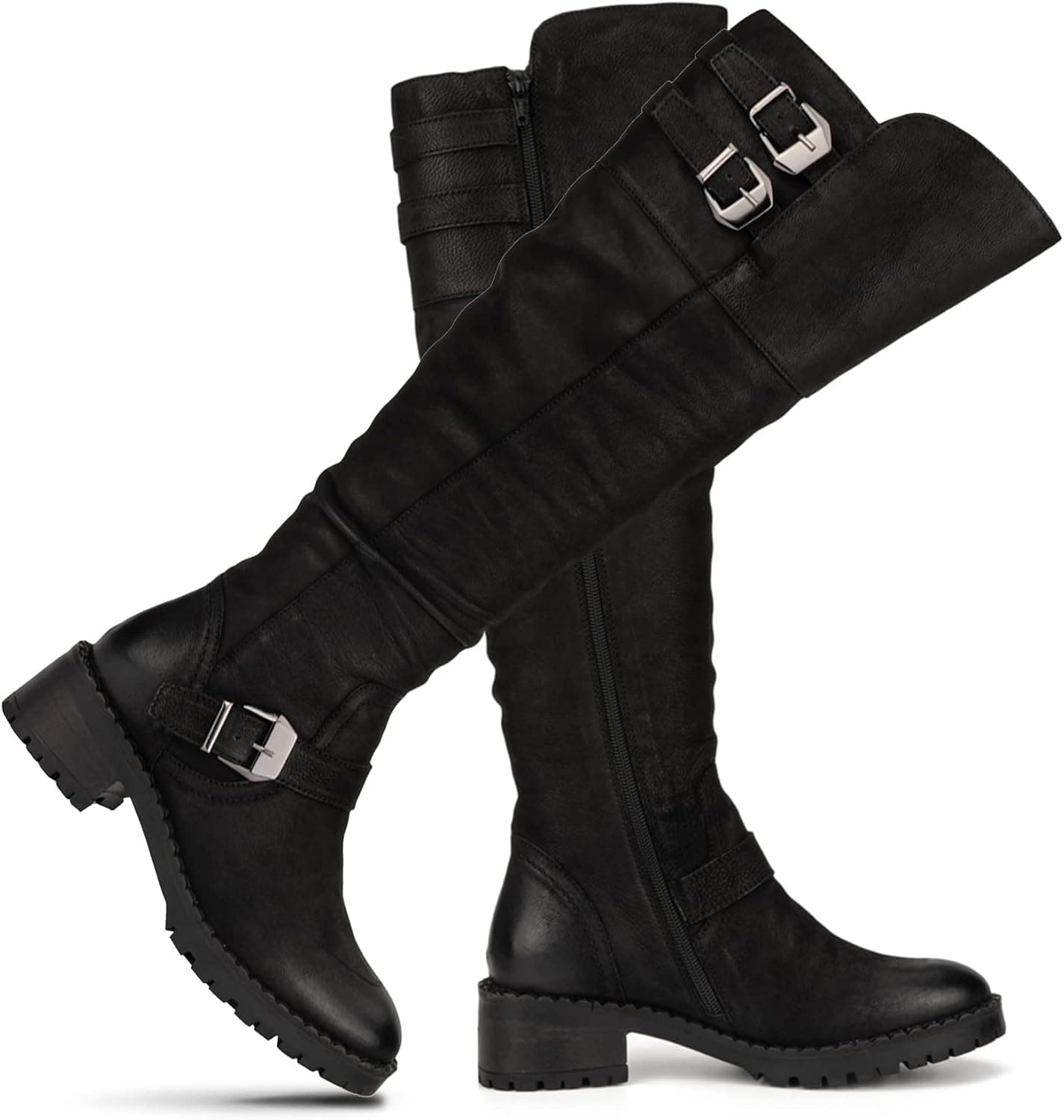 Vintage Foundry Co. Women’s Victoria Handcrafted Fashion Casual Leather Knee-High Boot, Zip Buckle, Round Toe, Rubber Outsole