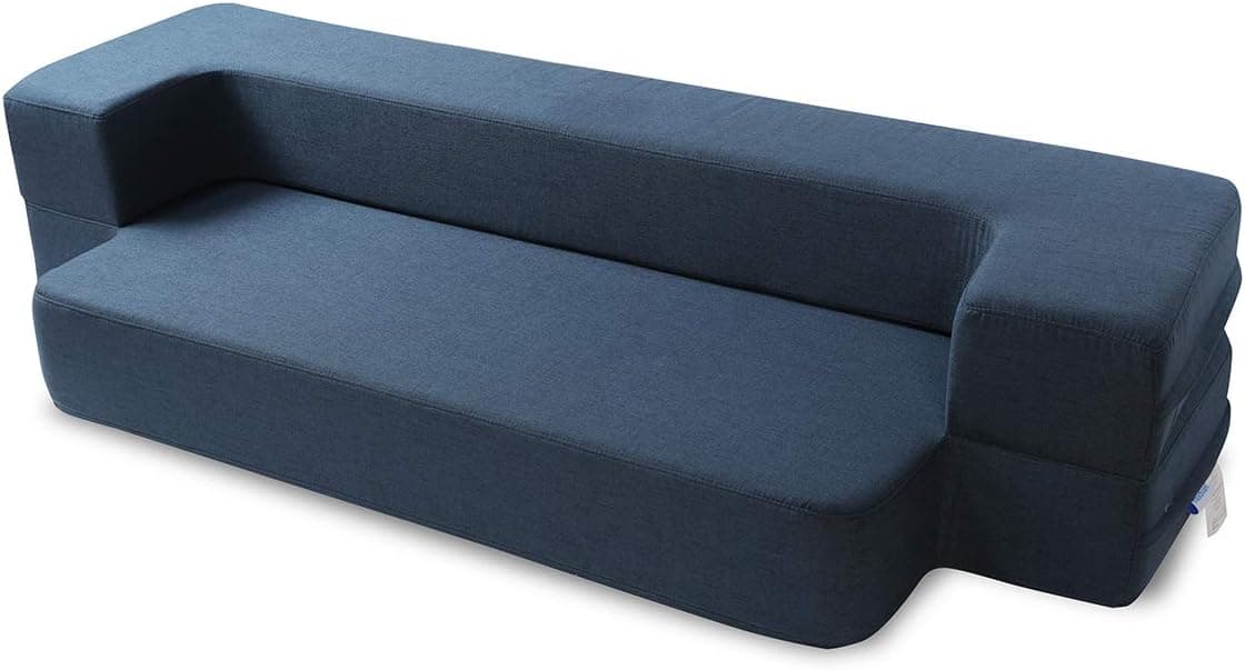 WOTU Folding Bed Couch 10 Inch Fold Out Couch Sofa Bed Memory Foam Mattress Comfortable Sofa, Floor Couch Sleeper Sofa Foam Twin, Dark Blue Great for Apartments, College Dorms, Guest Room, Living Room