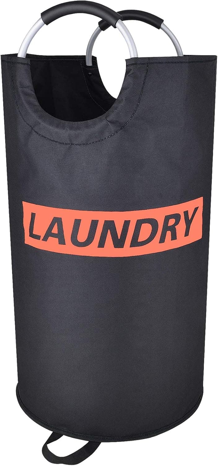 DOKEHOM 82L Large Laundry Basket, Collapsible Laundry Hamper, Foldable Clothes Bag, Folding Washing Bin (Black, L)