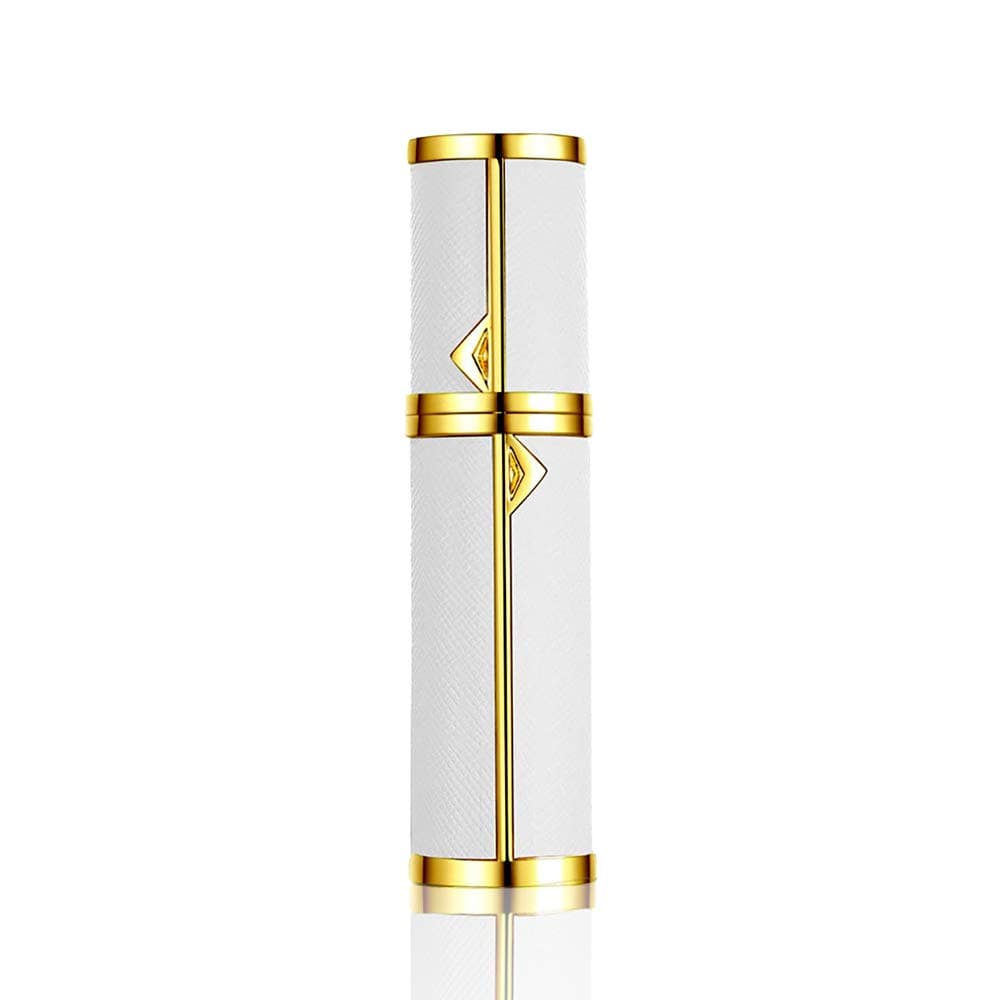 BRARIOS Refillable Portable Mini Perfume Atomizer for Travel, 5ml Luxury Empty Leakproof Pump Perfume Spray bottle Atomizer for Man and Woman (White(GD))