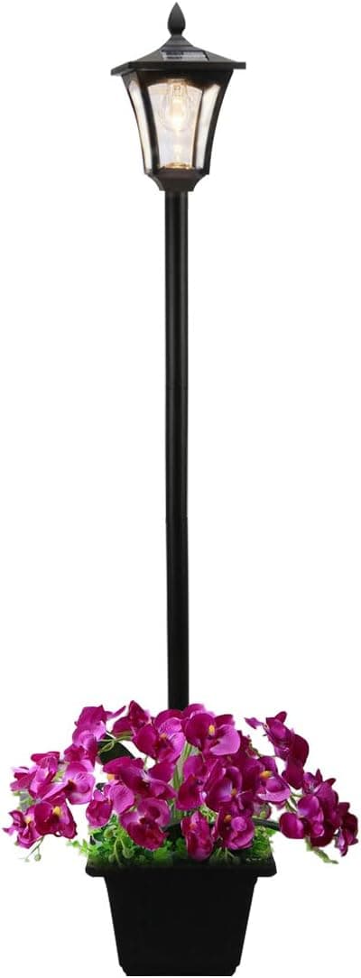 71.5 Inch Solar Lamp Post Light with Planter, Upgrade Outdoor Waterproof Solar Post Lights, Solar Powered Garden Street Lights for Lawn, Pathway, Backyard, Patio, Driveway (71.5 Inch)