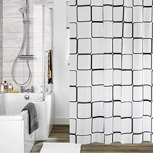IVIL Shower Curtain with Grommets and Hooks, 72x72 inches Shower Liner, PEVA Material， Water-Resistant and Quick-Drying， Lightweight and Soft，Square