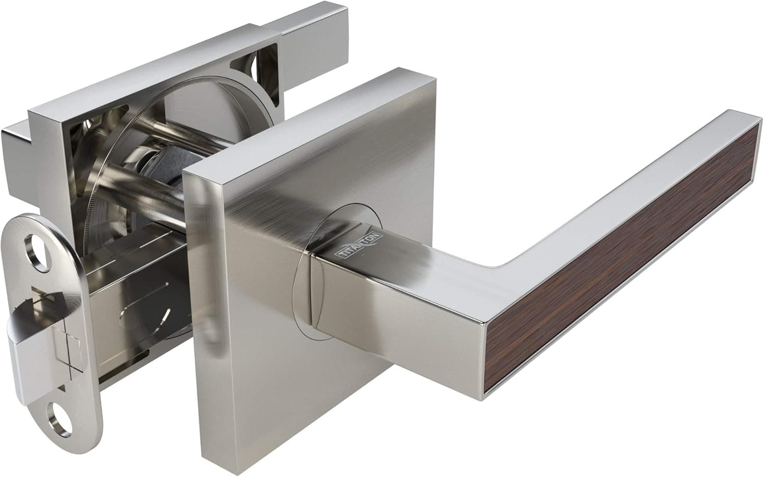 TITANTON 1705 - Modern Door Handles Door Levers Set in Satin Nickel Finish - Passage No Lock