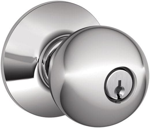 SCHLAGE F51A ORB 625 Orbit Knob Keyed Entry Lock, Bright Chrome