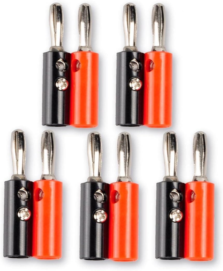 HTTX 10-Pack Banana Plugs Screw Type, Plastic Shell Audio Speaker Cable Connector for Musical Audio Speaker Cable Wire (5-Pair)