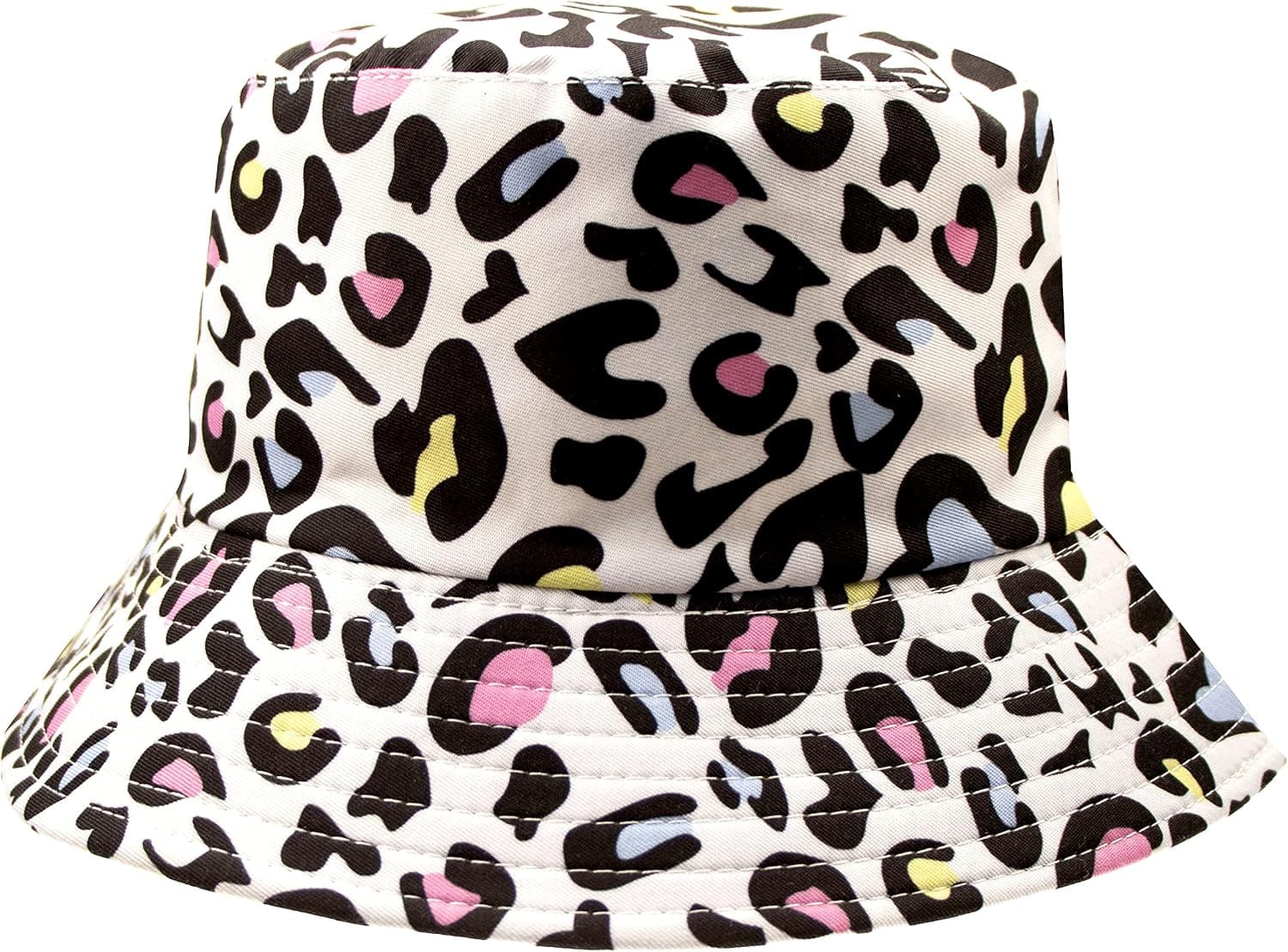 Kids Bucket-Hat Reversible Cotton-Sun-Hat Leopard Outdoor Cap Packable Unisex for 7 to 10 Years