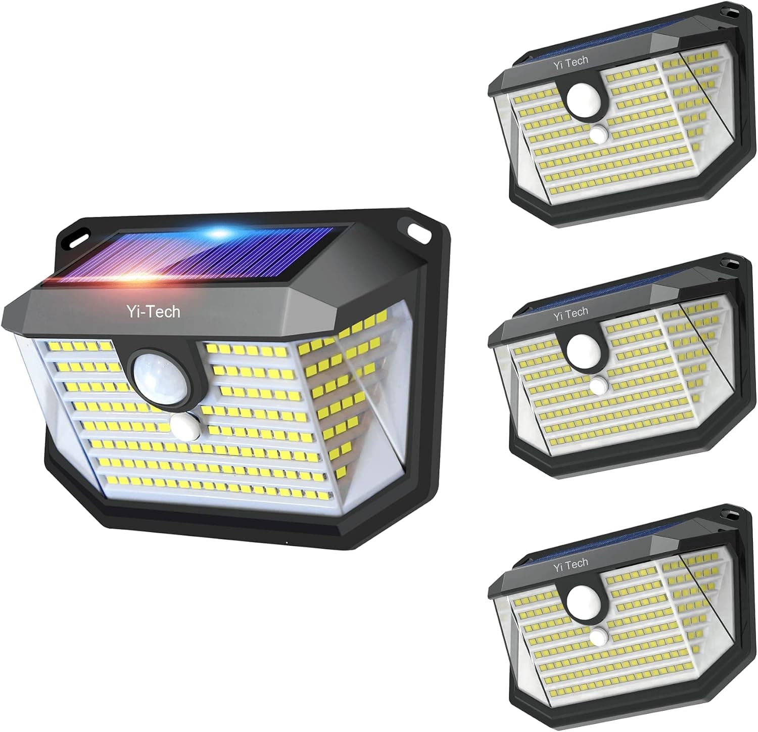 Yi Tech Solar Motion Lights Outdoor, 178 LED Solar Outdoor Lights with 270° Wide Angle, IP65 Waterproof, Dusk til Dawn Solar Powered Wall Light for Garden Yard Patio, 4 Pack