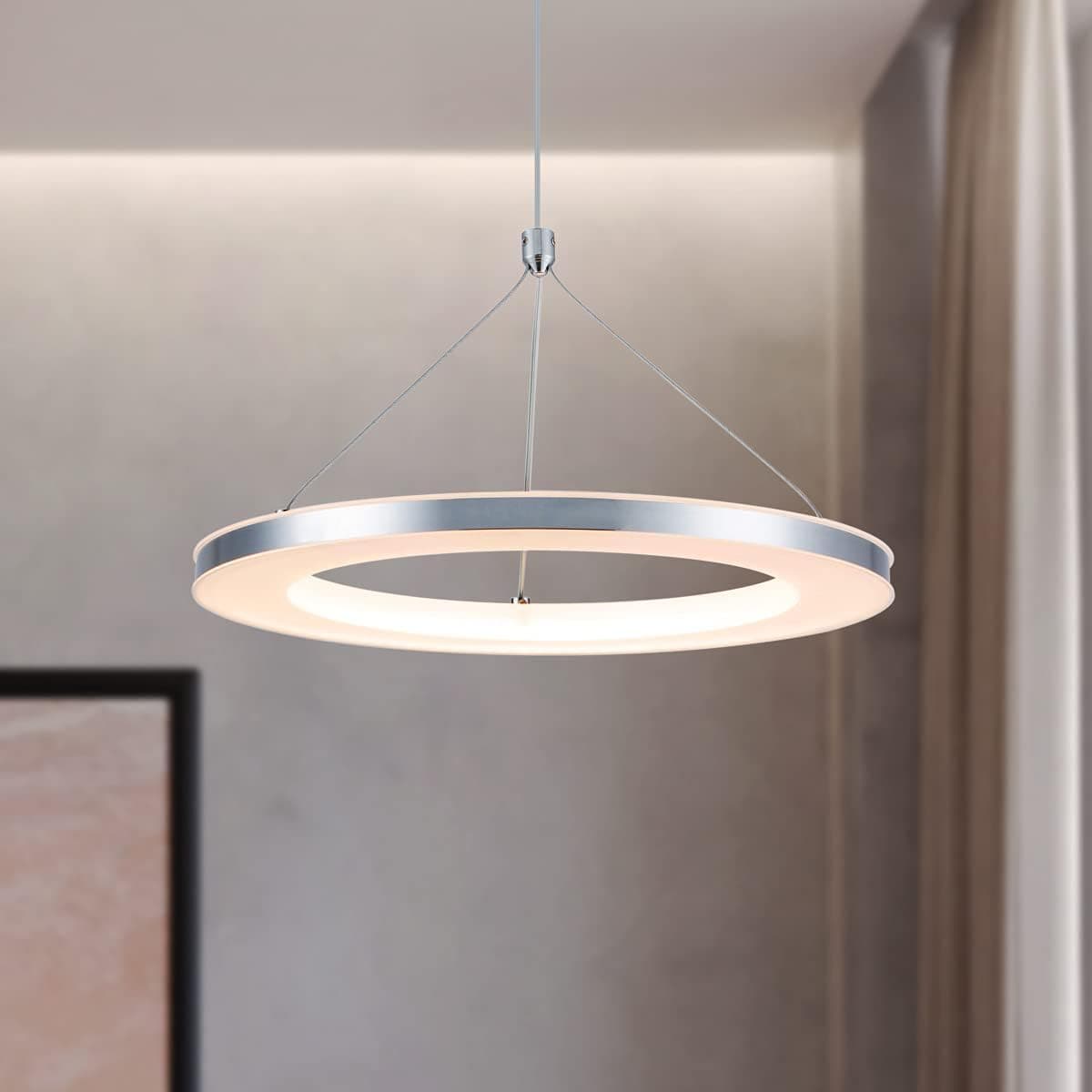 CHYING LED Pendant Light, Mini Modern Chandelier Ceiling Light Fixture, 1-Ring, 15W, Warm White, 3000K, Adjustable Hanging Pendant Lighting for Kitchen Island, Dining Room, Restaurant