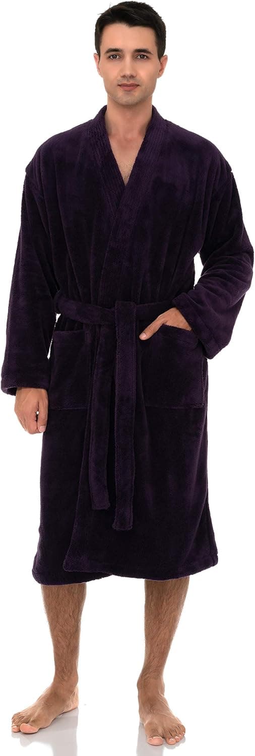TowelSelections Men's Plush Robe Soft Fleece Kimono Bathrobe
