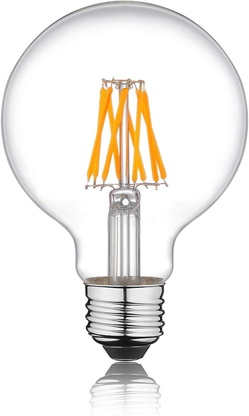 keymit Latest Generation G80 Clear Vintage LED Bulb 3-Way Dimmable Without Dimmer,3 Brightness Levels, E26 Base 8W 2200K Warm White Perfect Edison Bulb for Bedside Lamp 1Pack