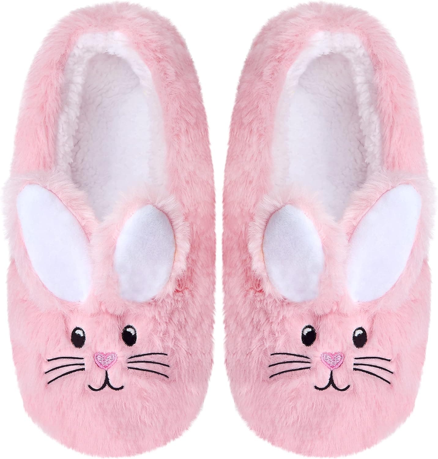 Cozy Memory Unique Cute Fluffy Animal Bunny Womens Slipper Socks Warm Lined Fuzzy Socks Non-Skid Grippers Indoor Outdoor Waterproof Bottom Adults Sherpa Slippers