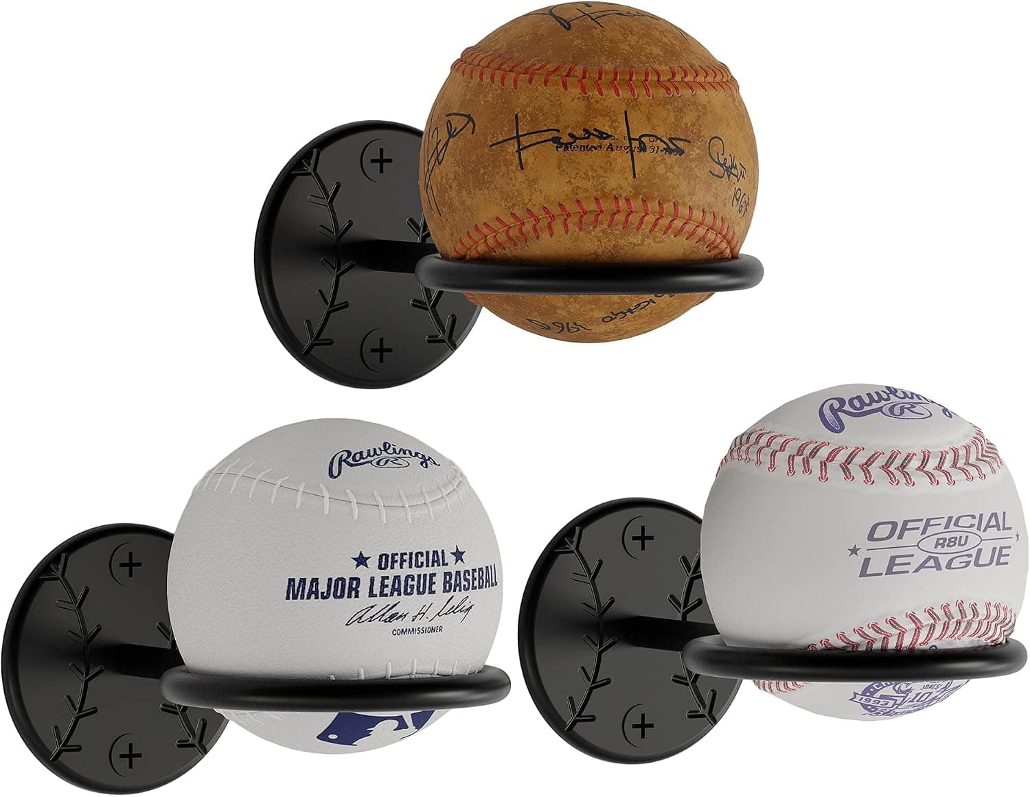 Wallniture Sporta Baseball Display Memorabilia Holder Heavy-Duty Wall Mount Rack for Collectibles Steel