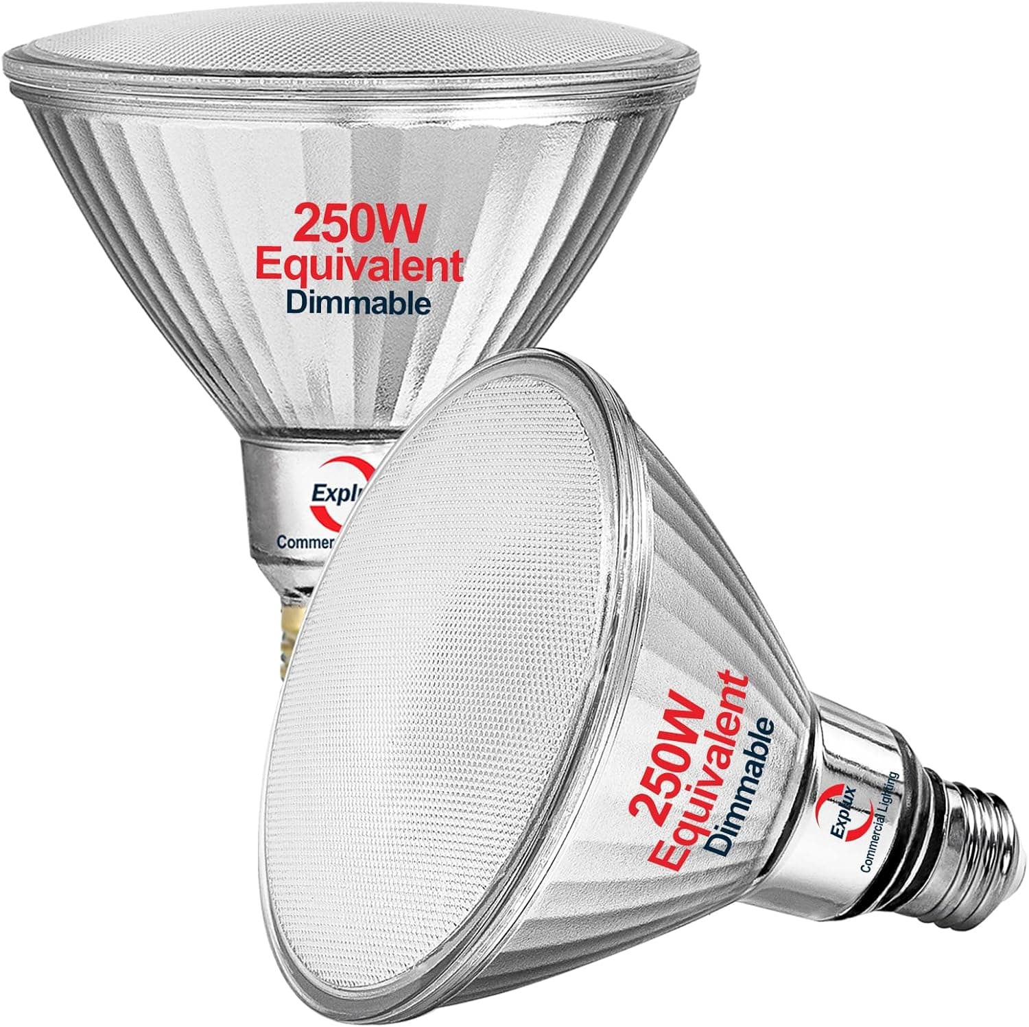 Explux 250 Watt Equivalent PAR38 LED Flood Light Bulb, Super Bright 3100 Lumens, Dimmable, Full-Glass Outdoor Waterproof & Anti-Ageing, 5000K Daylight Spotlight, 2-Pack