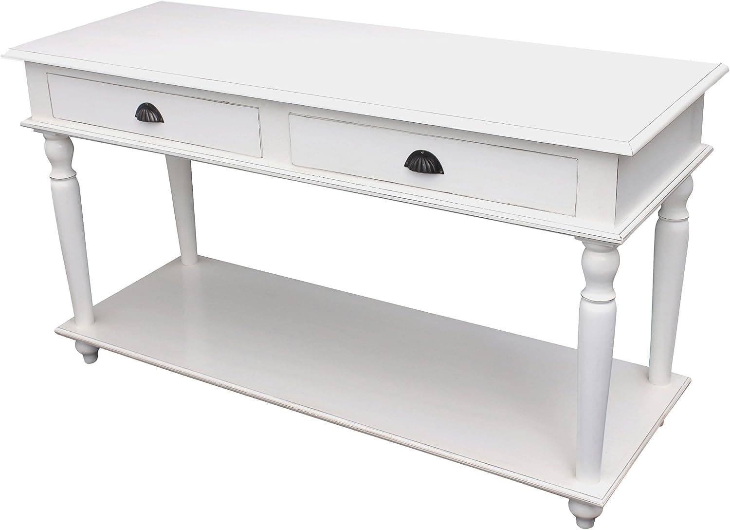NES Furniture NES Fine Handcrafted Furniture Solid Mahogany Wood Genistra TV Stand/Console Table - 55", Solid White