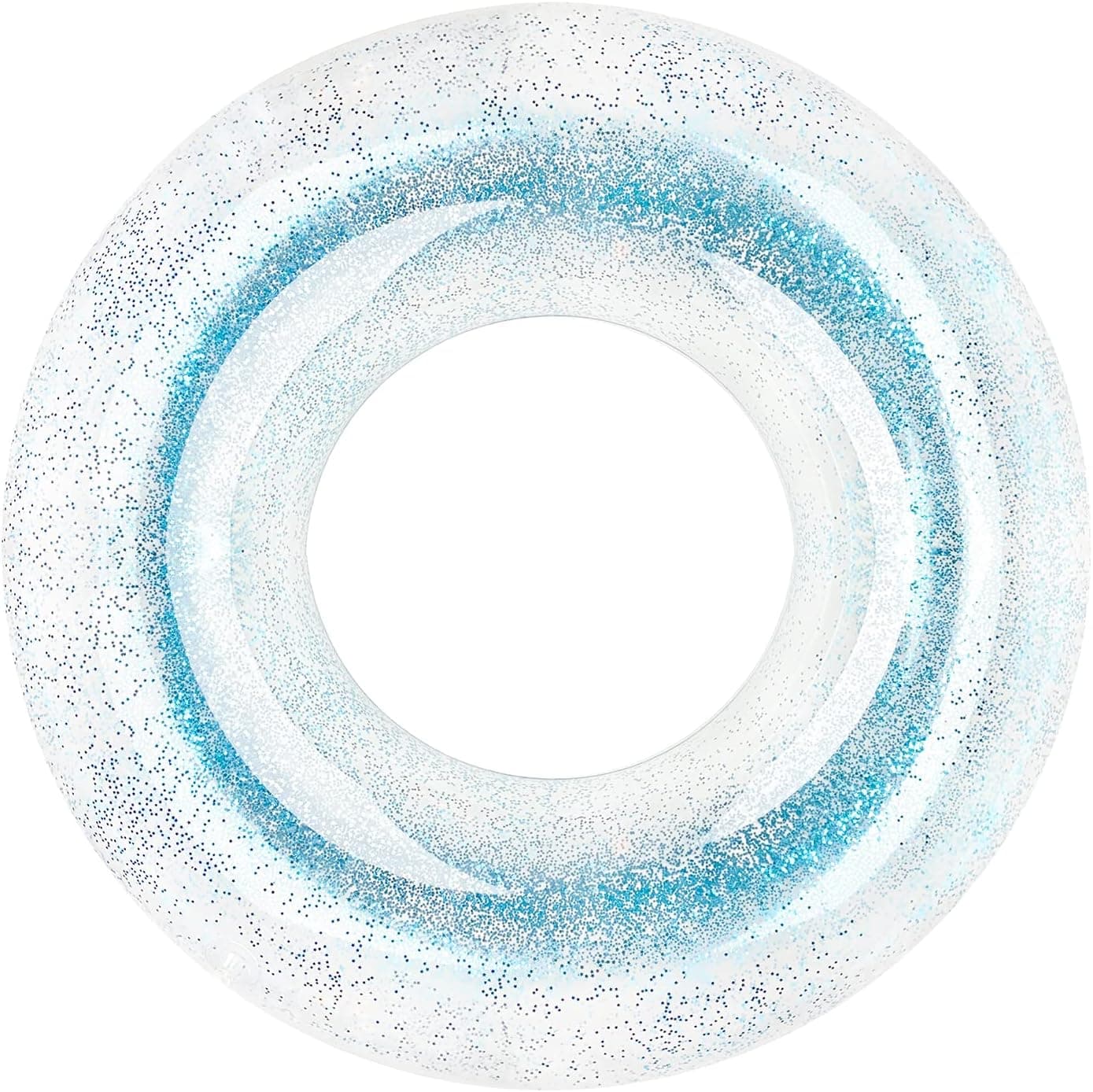 Polita Inner Tubes for Pool Adult, Swimming Tube with Confetti Glitter, Summer Pool Transparent Inflatable Tubes for Adults Kids (Blue)
